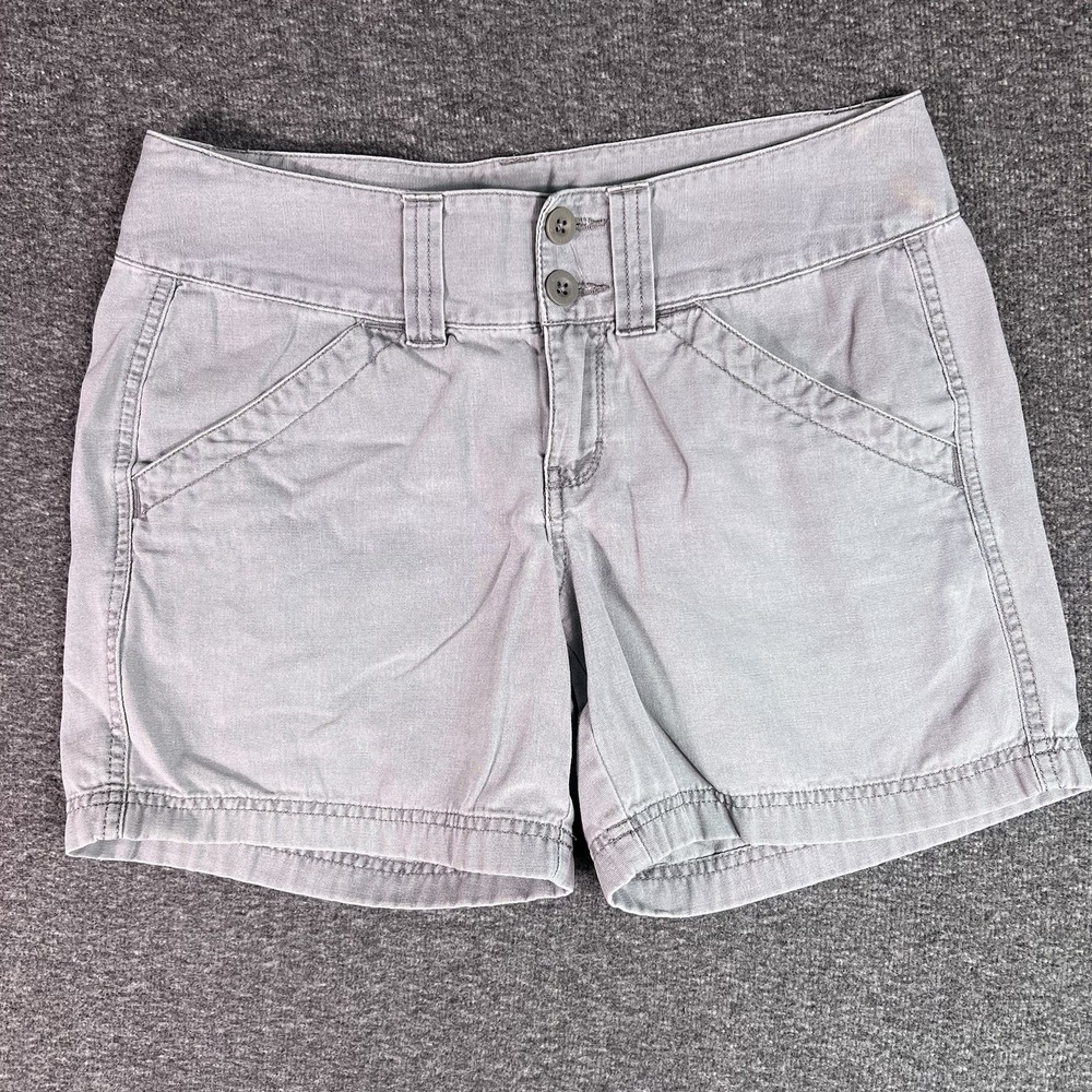 The North Face Utility Shorts Womens 30.5 Gray Canvas Hiking Casual Logo‎
